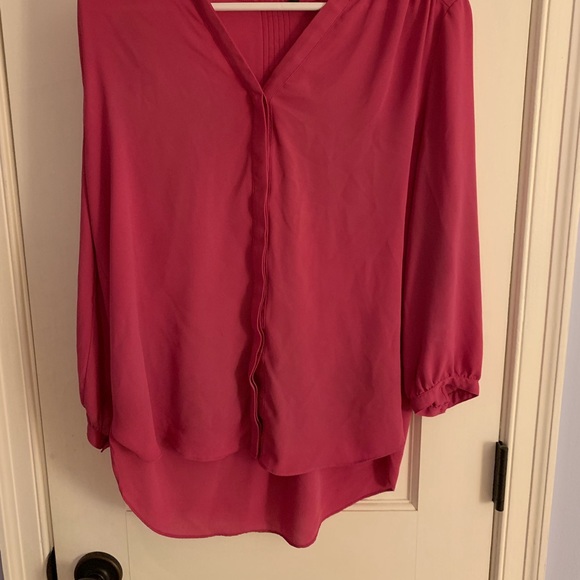 NYDJ Bright Pink Pleated 3/4 Sleeve Tunic Top - Picture 6 of 6